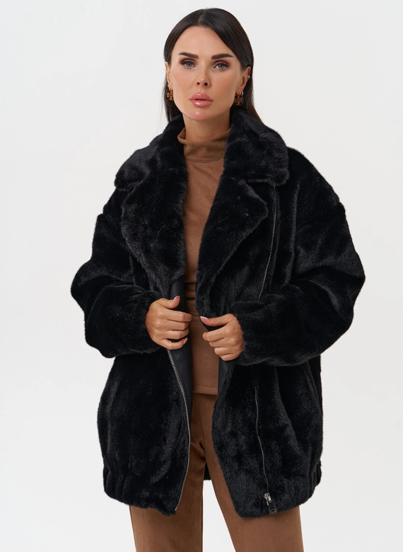 Женская шуба из эко меха со съёмными рукавами