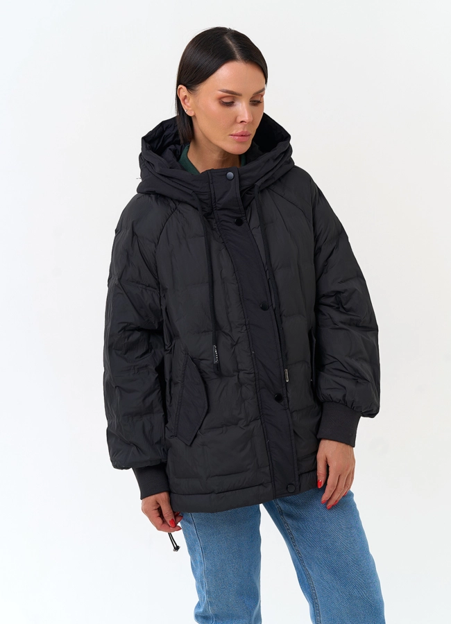 Женская куртка с капюшоном модель № 33847 меха малина фото