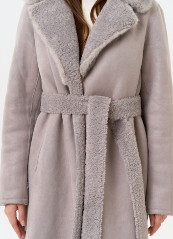 Женская двухсторонняя дубленка из эко замши