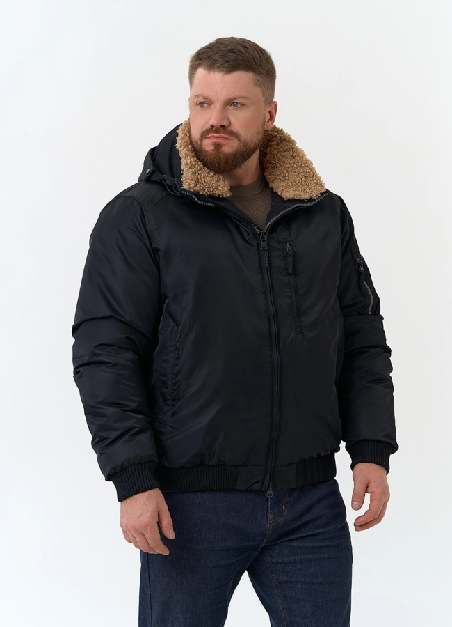 Мужская куртка бомбер с капюшоном модель № 34064 универмаг малина фото