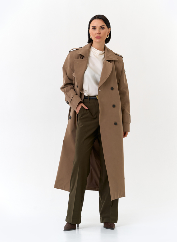 Женский длинный плащ с поясом