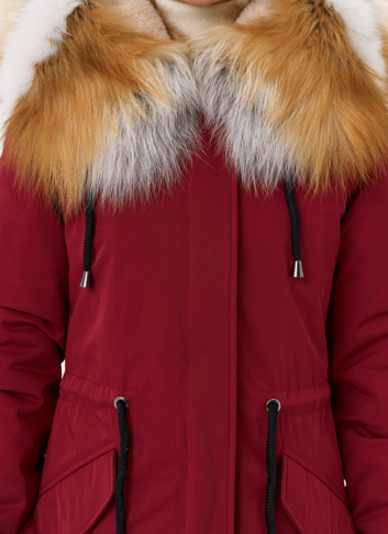Женская парка с капюшоном из меха рыжей лисы