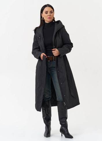 Пальто женское утепленное с эффектом жатой ткани фото