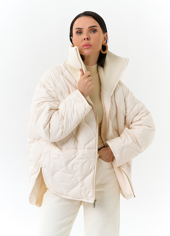 Женская двухсторонняя куртка с высоким воротником модель № 32664 универмаг малина