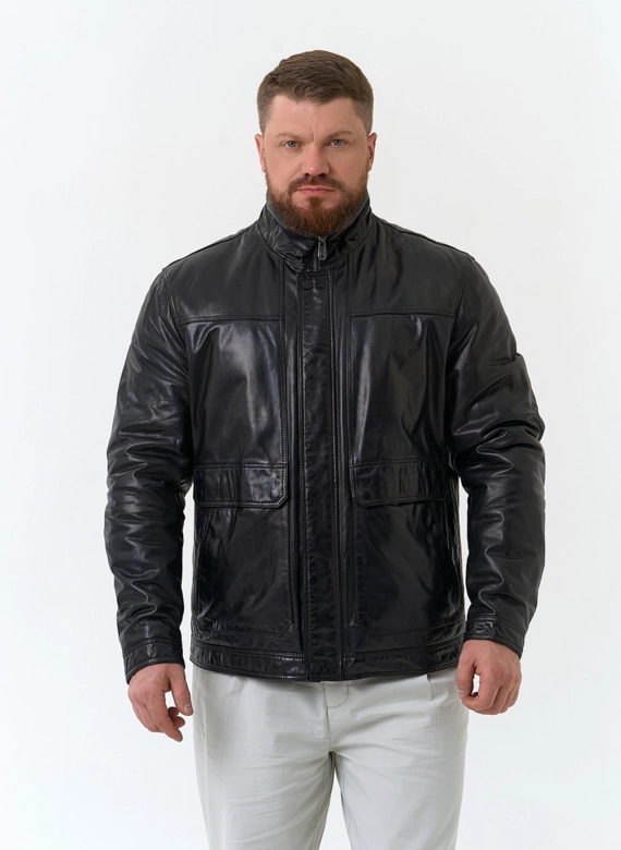 Мужская утепленная куртка из натуральной кожи фото
