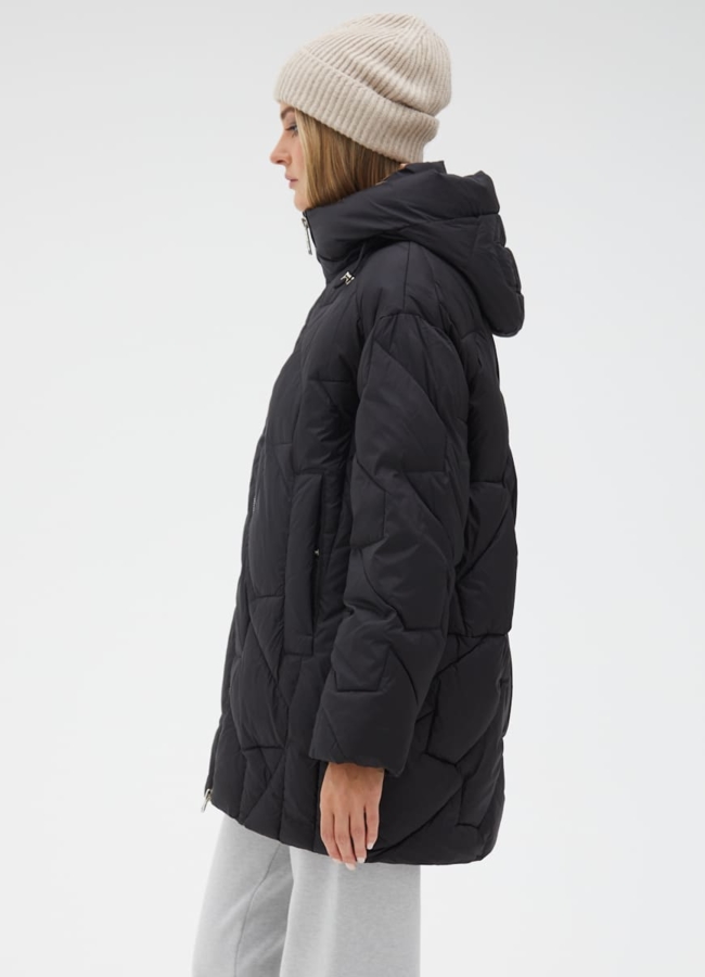 фото Женский удлиненный пуховик  капюшоном модель № 31151