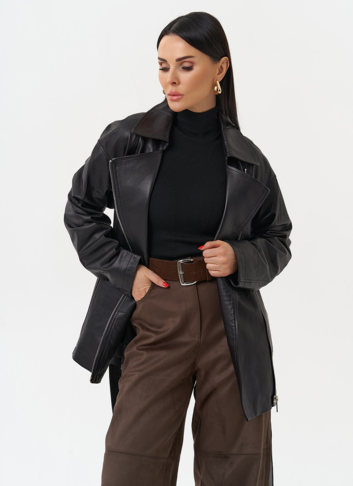 Куртка из натуральной кожи с поясом