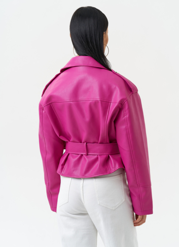 Куртка косуха из эко кожи розового цвета