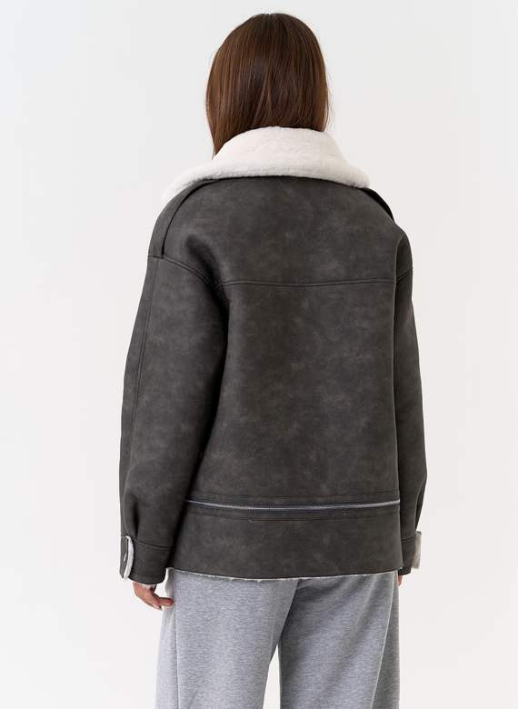 Женская дубленка трансформер из эко замши