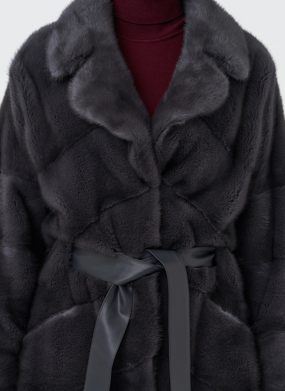 Норковая шуба с английским воротником