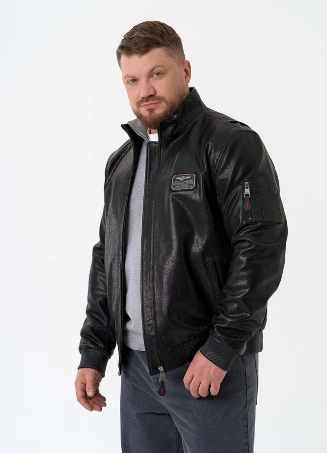 Мужская куртка бомбер из натуральной кожи модель № 32865 универмаг малина
