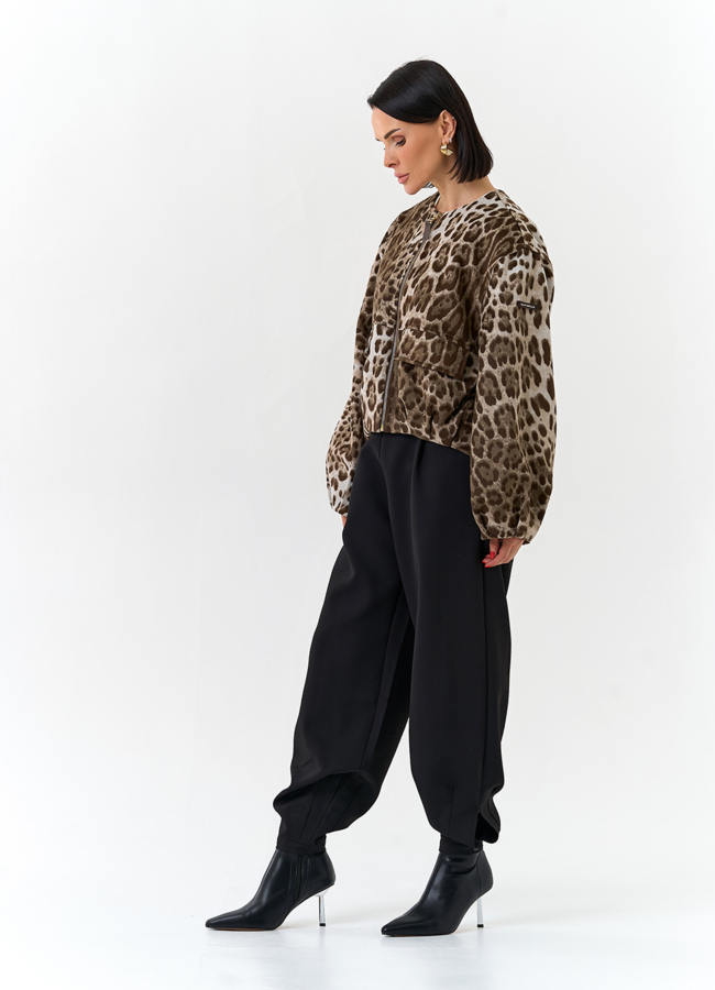 Женское укороченное пальто с анималистическим принтом модель № 32554 универмаг малина