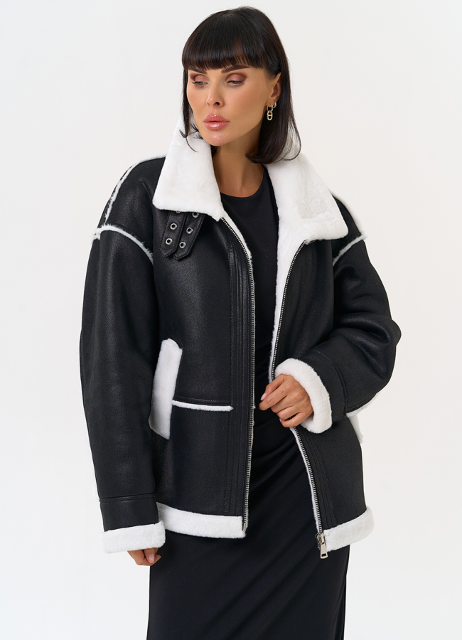 Женская дубленка из эко замши с воротником стойкой модель № 31510 универмаг малина