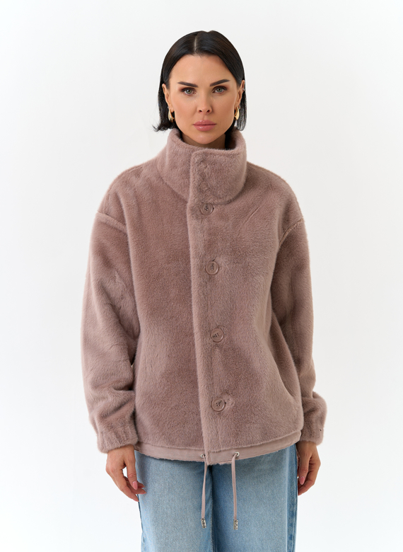 Женская двухсторонняя дубленка из эко замши