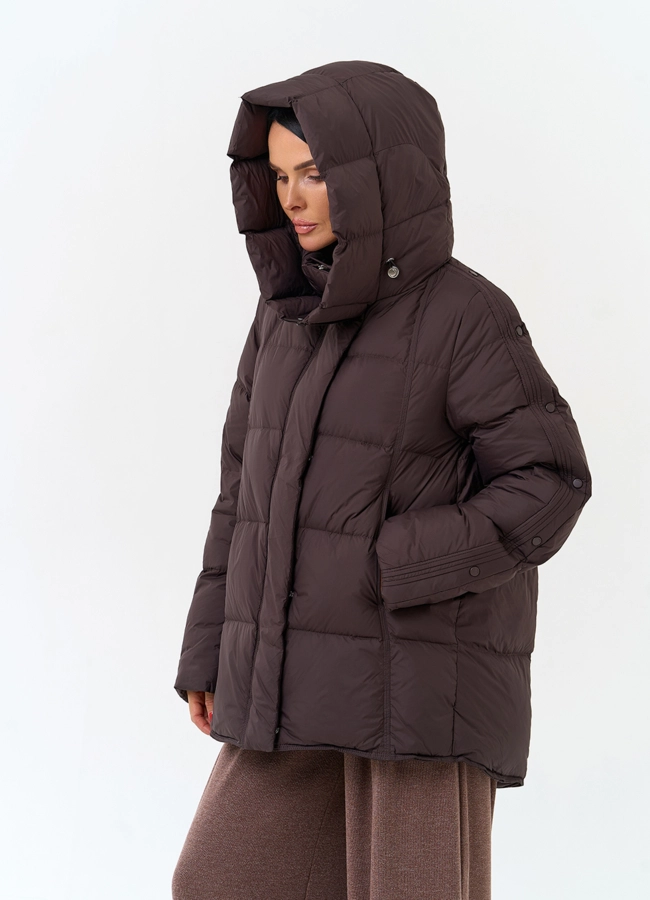 Женский пуховик с капюшоном модель № 34028 универмаг малина фото
