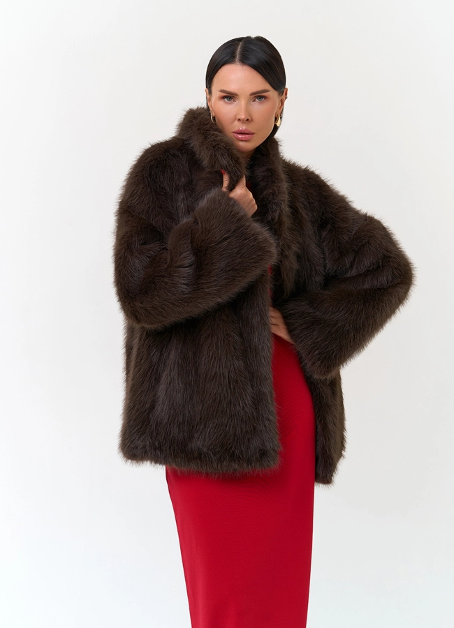 Женская куртка из эко меха модель № 33870 в кредит фото