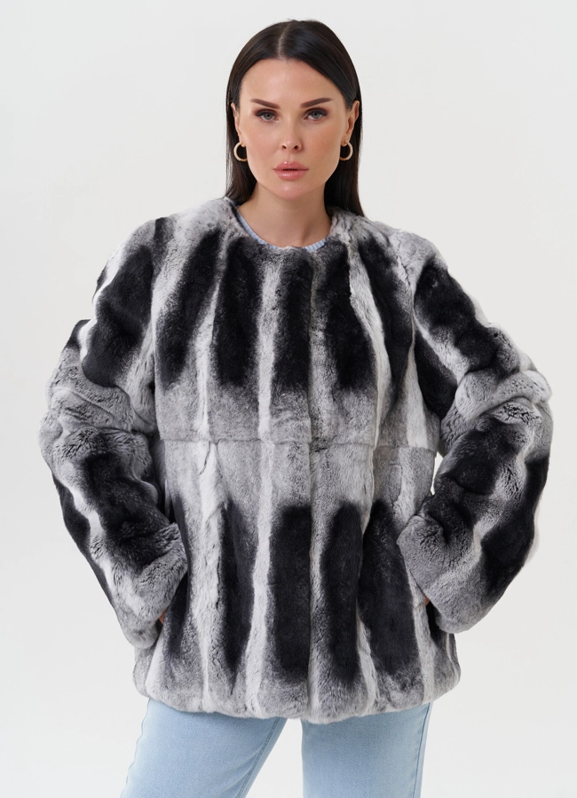 Женская шуба из меха кролика модель № 27631 универмаг малина