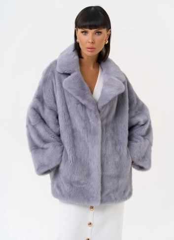 Куртка из меха норки с английским воротником фото
