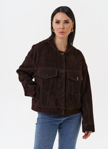 Куртка из замши коричневого цвета