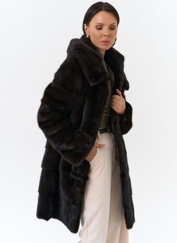 Норковая шуба с капюшоном