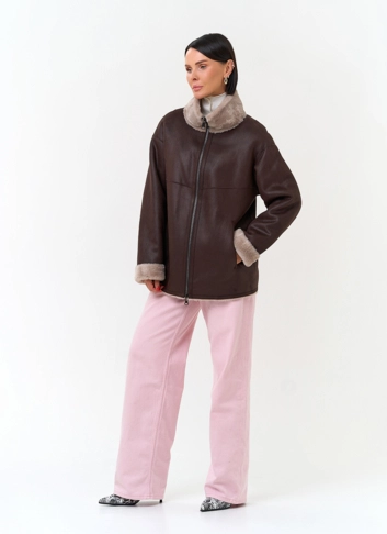 Женская дубленка из эко замши