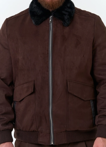Мужская утепленная куртка из эко замши фото