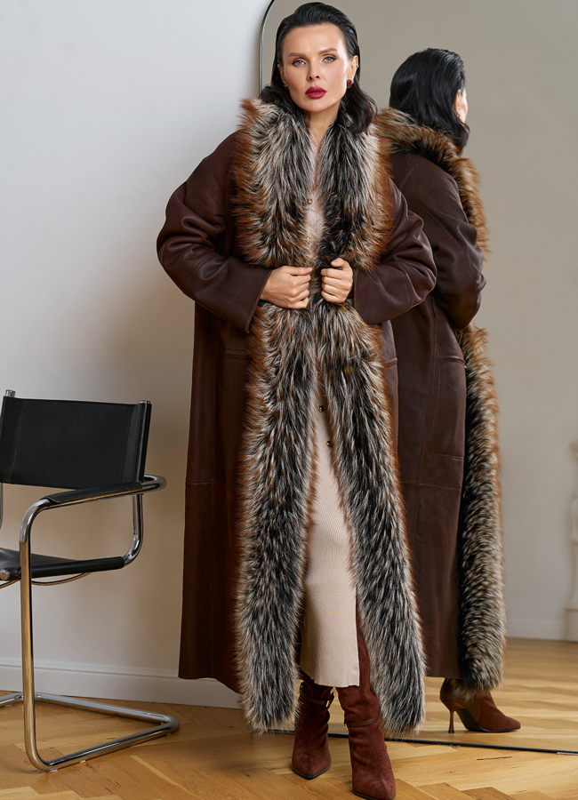 Женская дубленка из овчины Cortos модель № 31399 меха малина