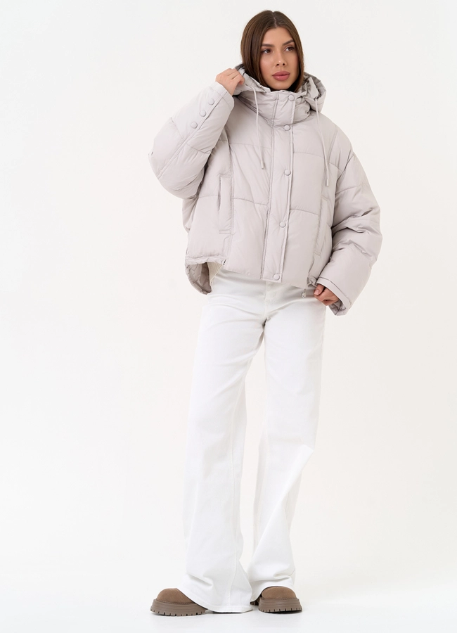 Женский короткий пуховик с капюшоном модель № 31579 универмаг малина