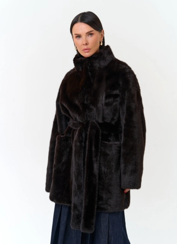 Женское пальто из эко меха