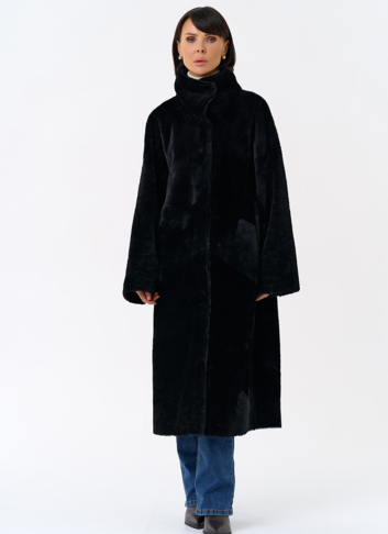 Женская натуральная дубленка черного цвета Женская натуральная дубленка черного цвета