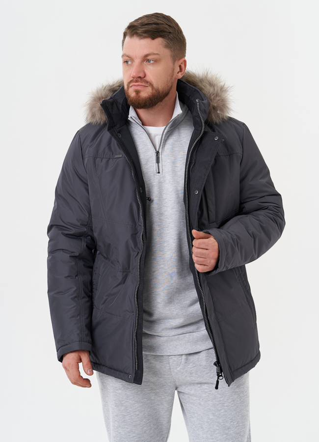 Мужская куртка с капюшоном из меха енота модель № 28276 универмаг малина