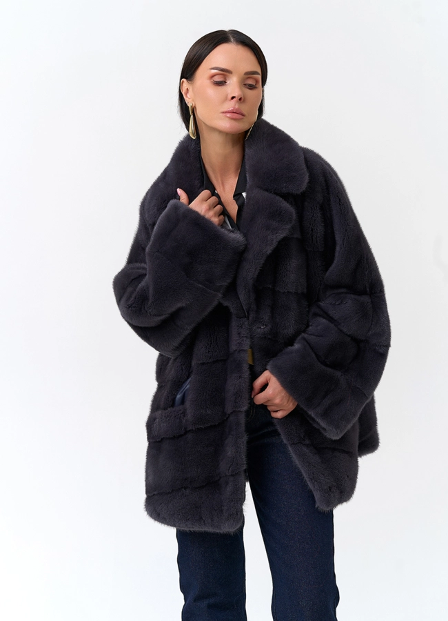 Шуба из меха норки с английским воротником модель № 33698 универмаг малина