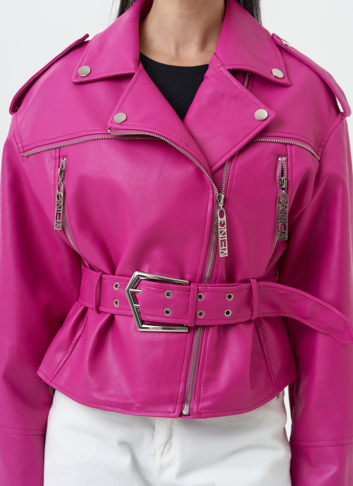 Куртка косуха из эко кожи розового цвета