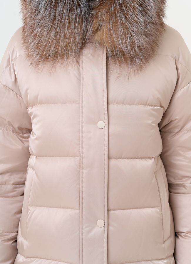 Женский пуховик с отделкой из меха блюфрост модель № 31440 универмаг малина