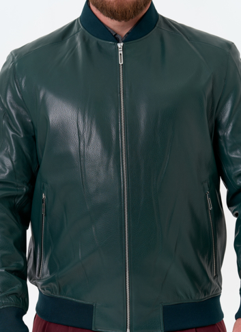 Мужская куртка бомбер из натуральной кожи