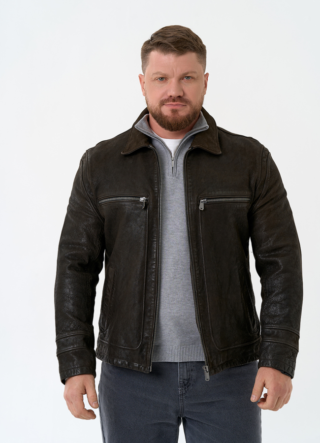 Мужская куртка из натуральной кожи модель № 30061 универмаг малина