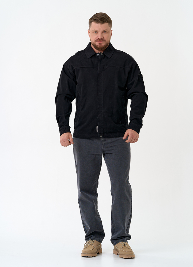 Мужская джинсовая куртка черного цвета модель № 27321 в кредит