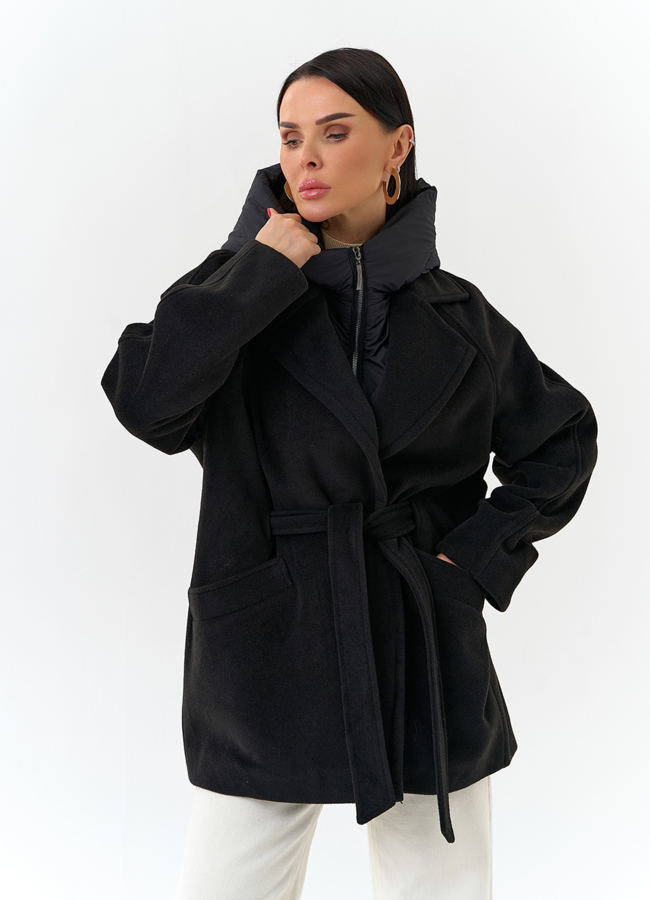 Женское пальто со съемный капюшоном модель № 32698 универмаг малина