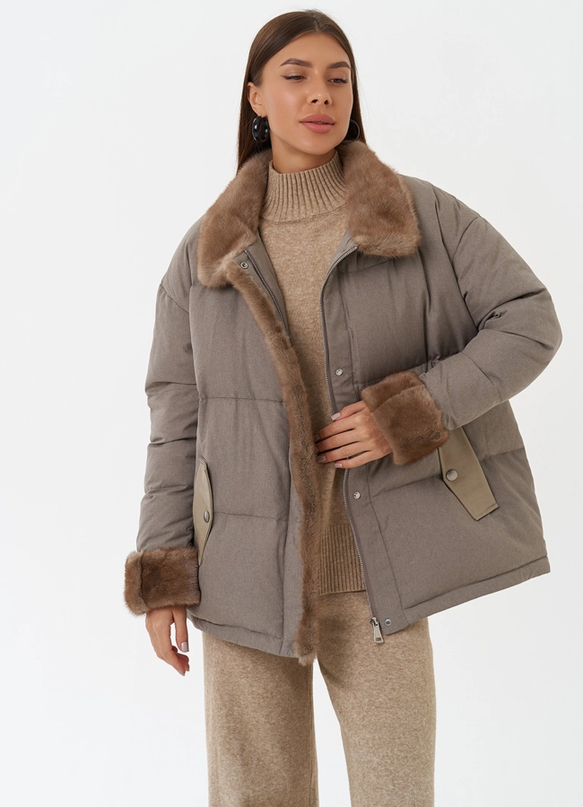 Куртка с отделкой из меха норки модель № 28833 универмаг малина