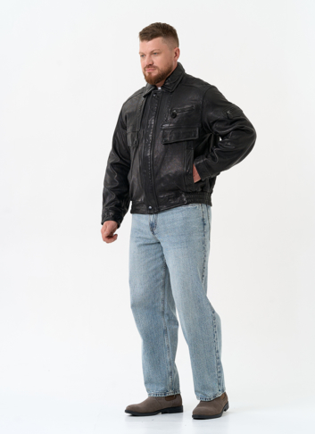 Мужская куртка бомбер из натуральной кожи